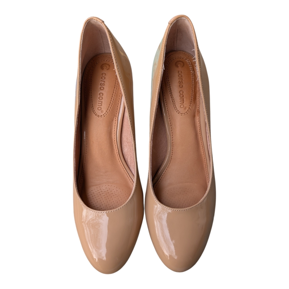 Corso Como Nude Patent Leather Round-Toe Pumps - Picture 6 of 10
